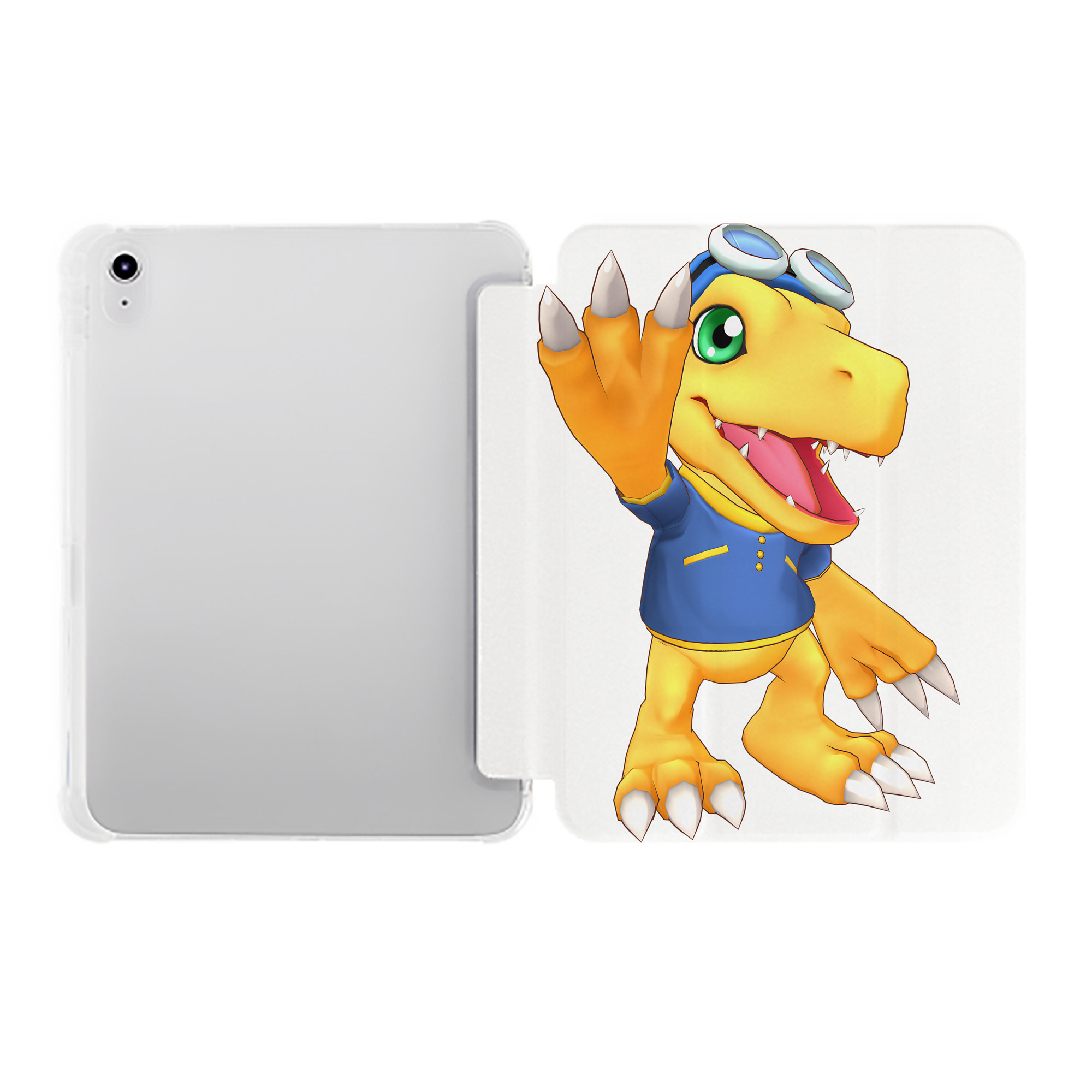 （画像用） Digimon デジタルモンスター/デジモン IPad ケース ペン収納付き 三つ折りスタンド PUレザー×シリコン 対応機種9.5/10.5/10.9インチ